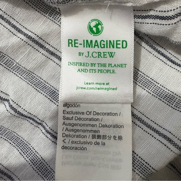 J. Crew Beach Coverup Linen Blend Gray White Striped Women Sz XS Preppy Nautical - Picture 10 of 11